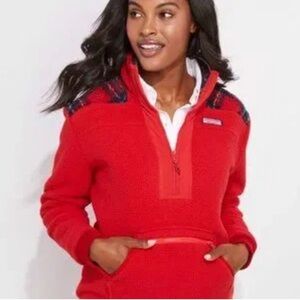 Vineyard Vines Red Super Sherpa NWT Medium cute